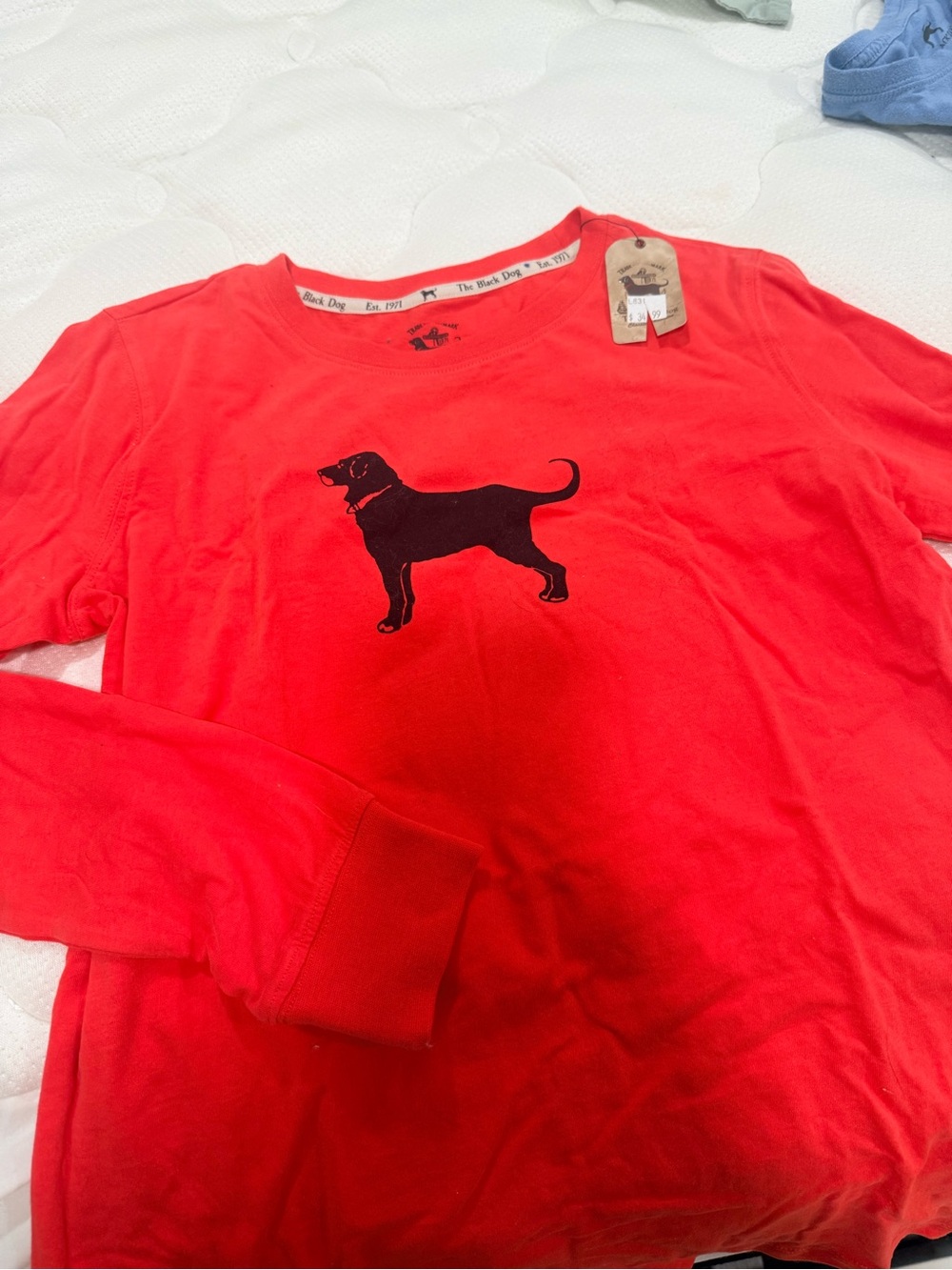 The Black Dog Red Long-Sleeve Shirt with Black Dog Silhouette